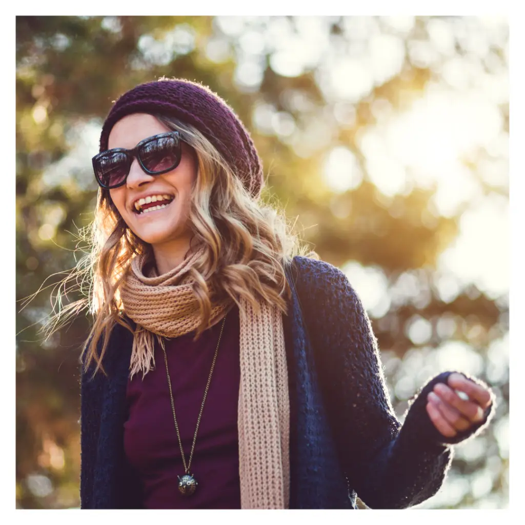 happy woman outside